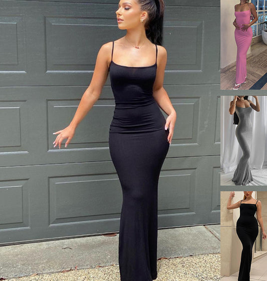 ÉVELYN – Sleek Spaghetti Strap Bodycon Maxi