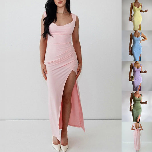 ÉVELYN – Back-Tie Slit Midi Dress